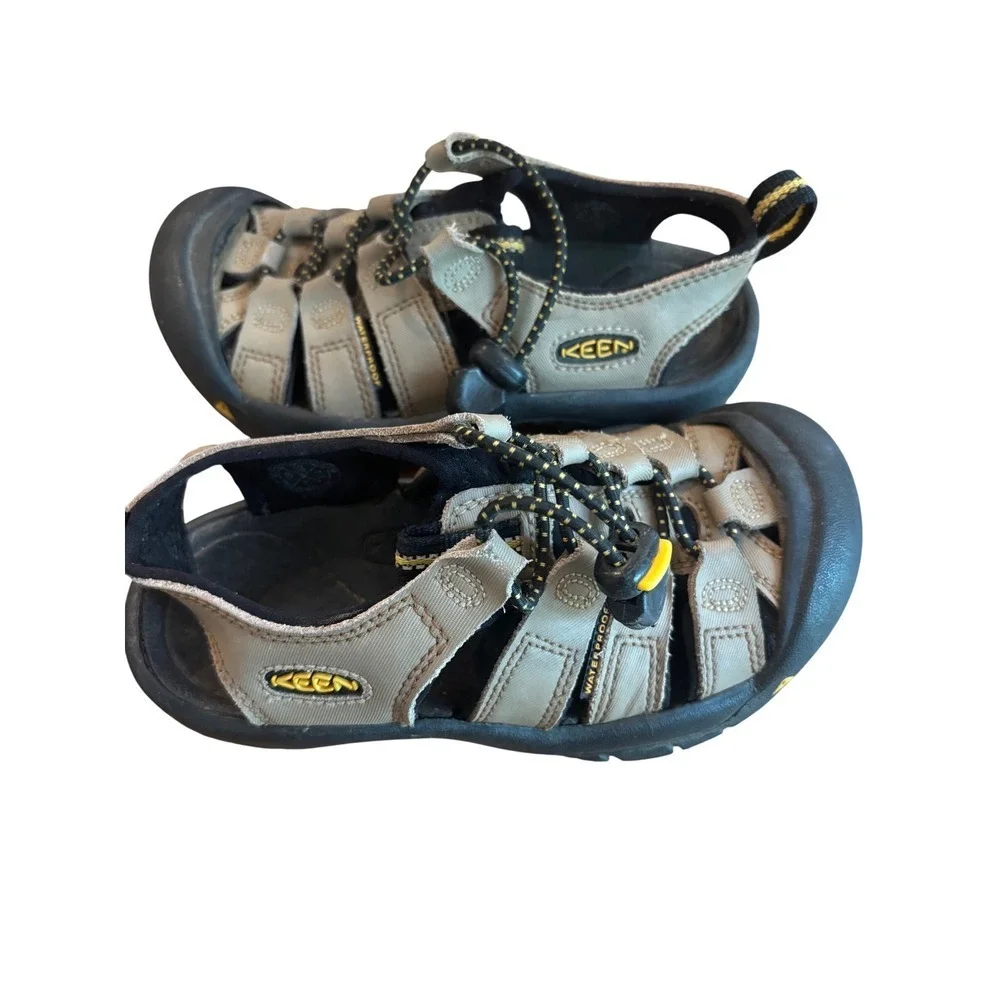 Keen Newport H2 Kids Waterproof Hiking Sandals Tan Black Yellow Size 12
